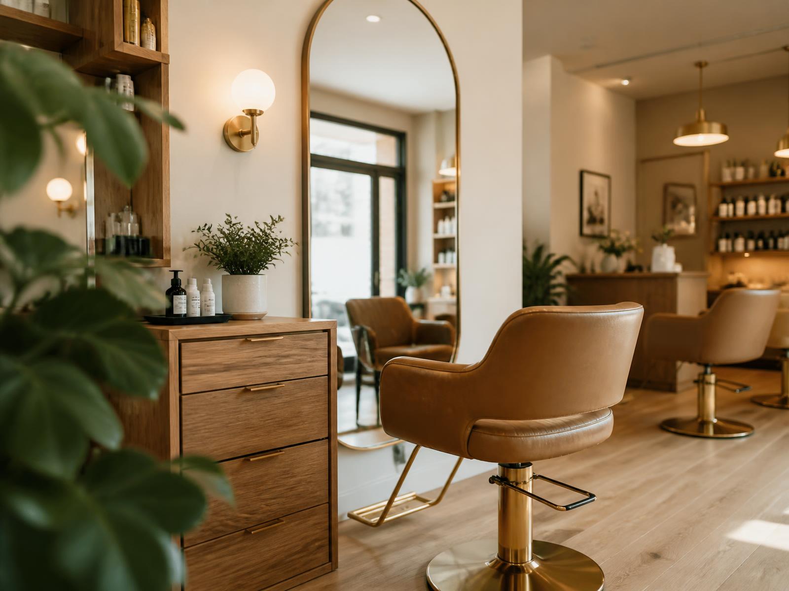 Ciepłe, pełne światła wnętrze salonu Studio Nataniel